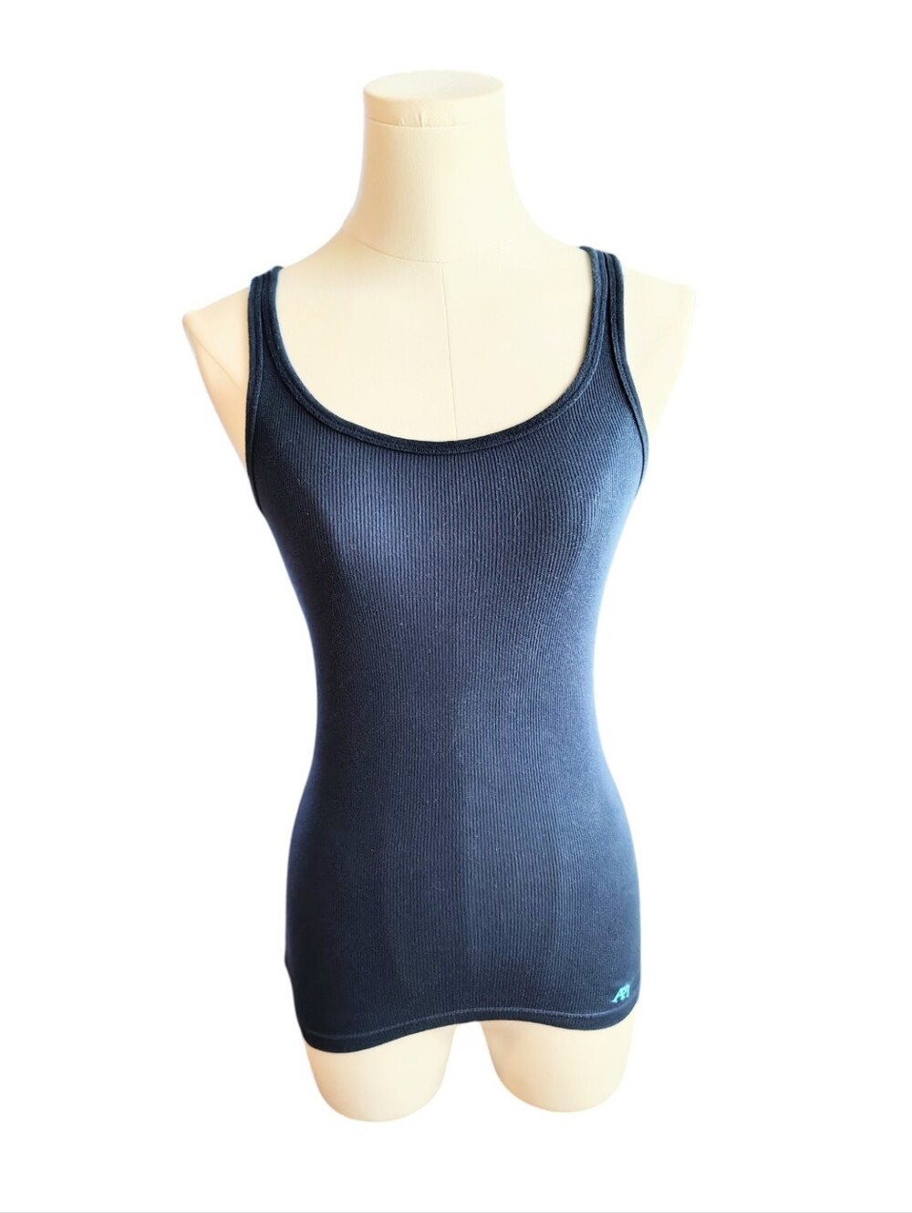 Vintage Aeropostale Navy Blue Ribbed Stretchy Summer Tank Top Size Small